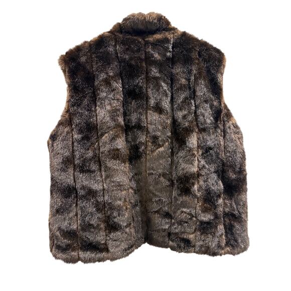 Isabella’s Journey Brown Faux Fur Sleeveless Vest XL Expresso Brown Zipper - Picture 2 of 6
